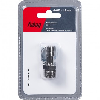 Переходник FUBAG 3/8"M на елочку 10мм с обжимным кольцом 10x15мм, блистер 1 шт Переходник FUBAG 3/8"M на елочку 10мм с обжимным кольцом 10x15мм, блистер 1 шт