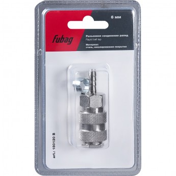 Разъемное соединение рапид (муфта) FUBAG_елочка 6мм с обжимным кольцом 6х11мм_блистер 1 шт Разъемное соединение рапид (муфта) FUBAG_елочка 6мм с обжимным кольцом 6х11мм_блистер 1 шт